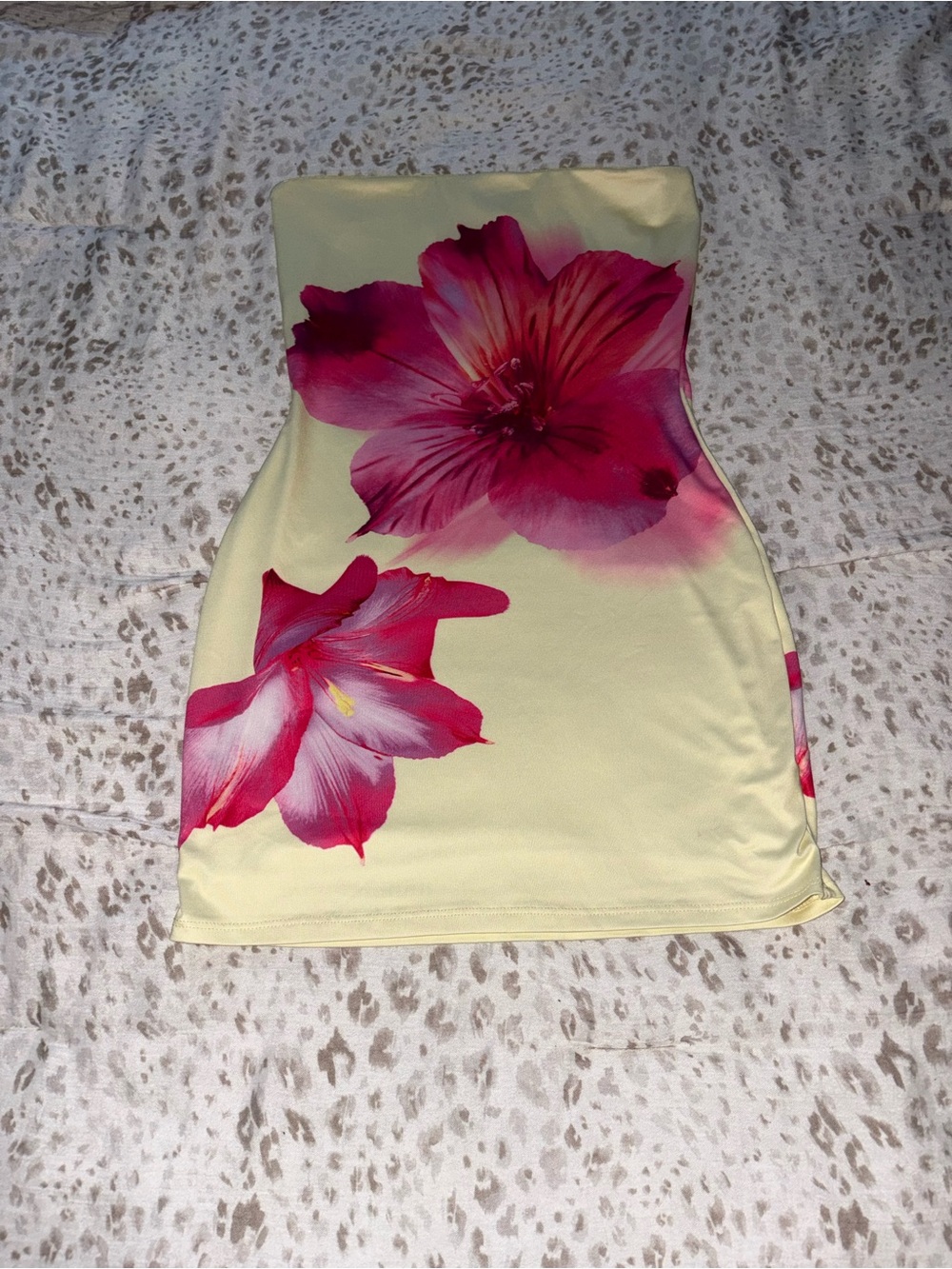 Windsor Yellow Strapless Dress with Pink Floral Accent